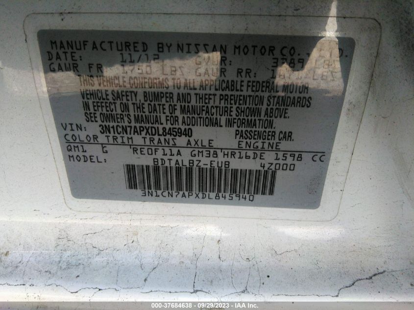 2013 NISSAN VERSA SV - 3N1CN7APXDL845940