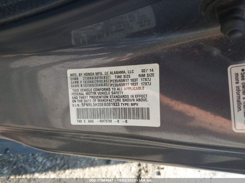 2014 HONDA ODYSSEY LX - 5FNRL5H20EB081933