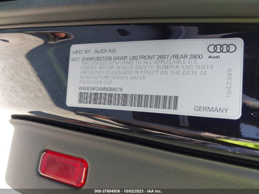 2021 AUDI A6 SEDAN PREMIUM PLUS 45 TFSI QUATTRO S TRONIC WAUE3AF24MN088018