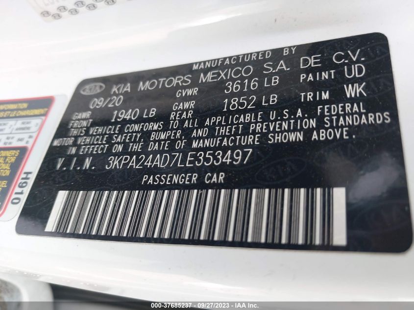 2020 KIA RIO S - 3KPA24AD7LE353497