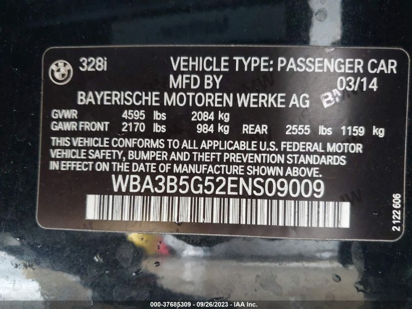 2014 BMW 3 SERIES 328I XDRIVE - WBA3B5G52ENS09009