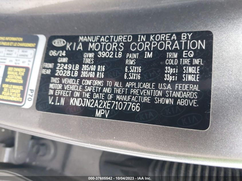 2014 KIA SOUL BASE - KNDJN2A2XE7107766