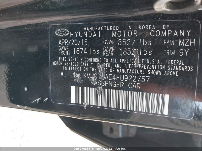 2015 HYUNDAI ACCENT GLS - KMHCT4AE4FU922757
