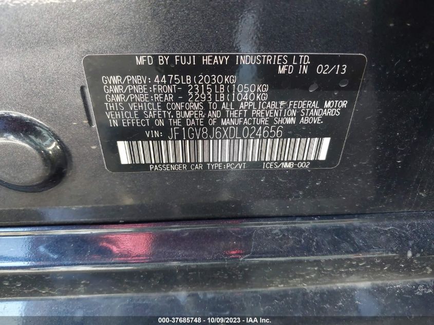 2013 SUBARU IMPREZA SEDAN WRX WRX STI LIMITED JF1GV8J6XDL024656