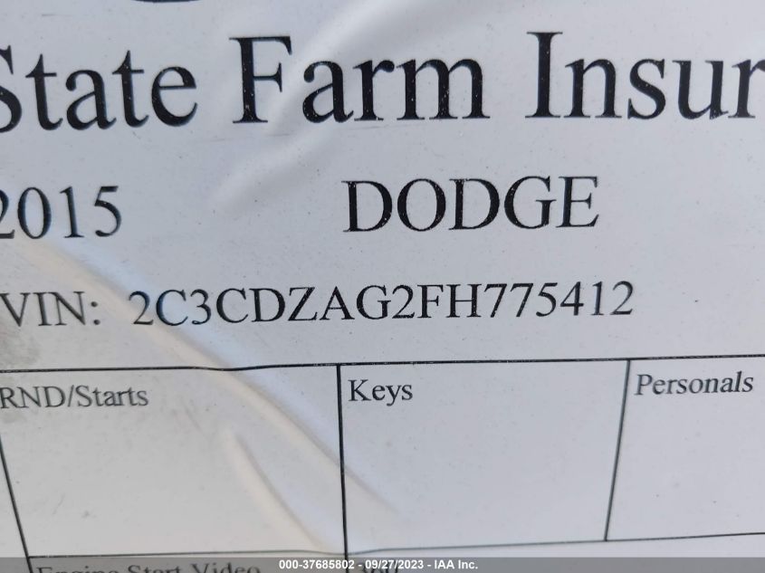 2015 DODGE CHALLENGER SXT - 2C3CDZAG2FH775412