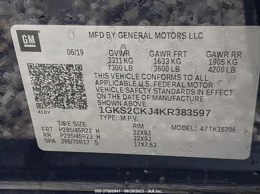 2019 GMC YUKON DENALI - 1GKS2CKJ4KR383597