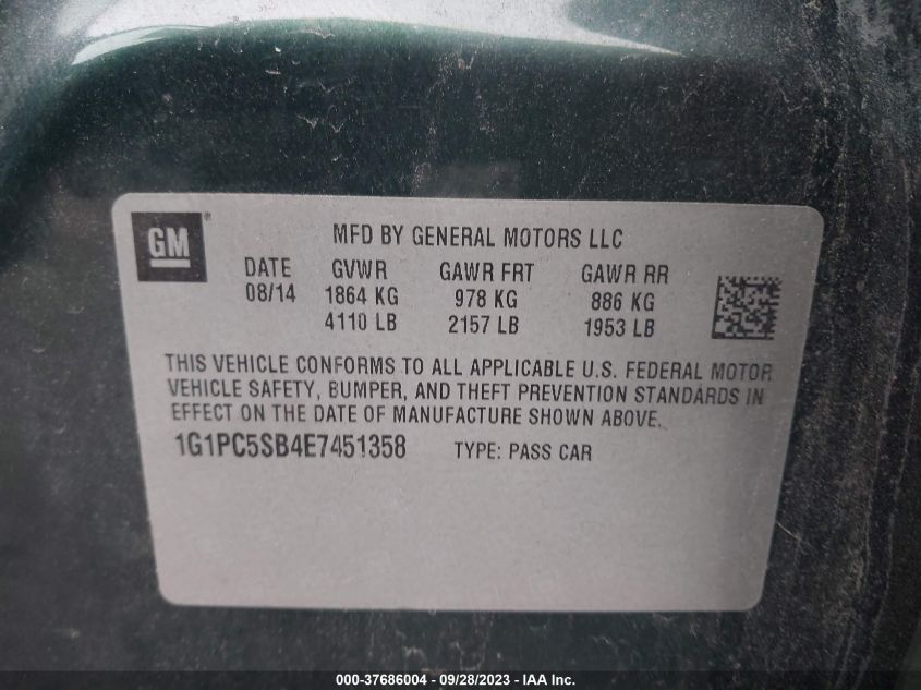2014 CHEVROLET CRUZE 1LT - 1G1PC5SB4E7451358