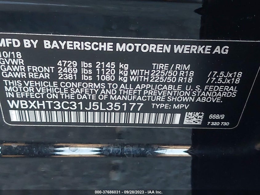 VIN WBXHT3C31J5L35177 2018 BMW X1 XDRIVE28I