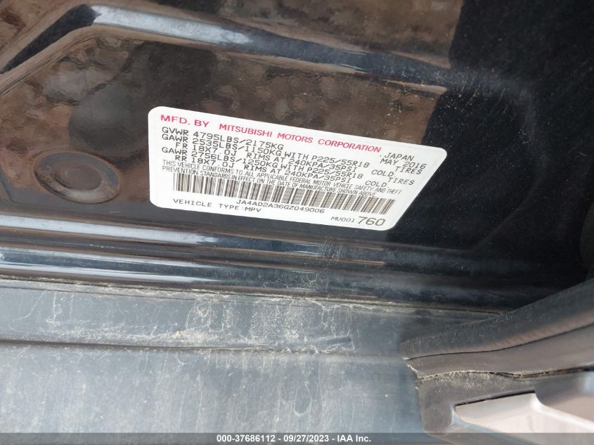 2016 MITSUBISHI OUTLANDER ES - JA4AD2A36GZ049006