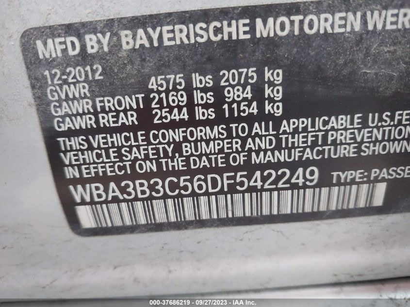 2013 BMW 3 SERIES 328I XDRIVE - WBA3B3C56DF542249