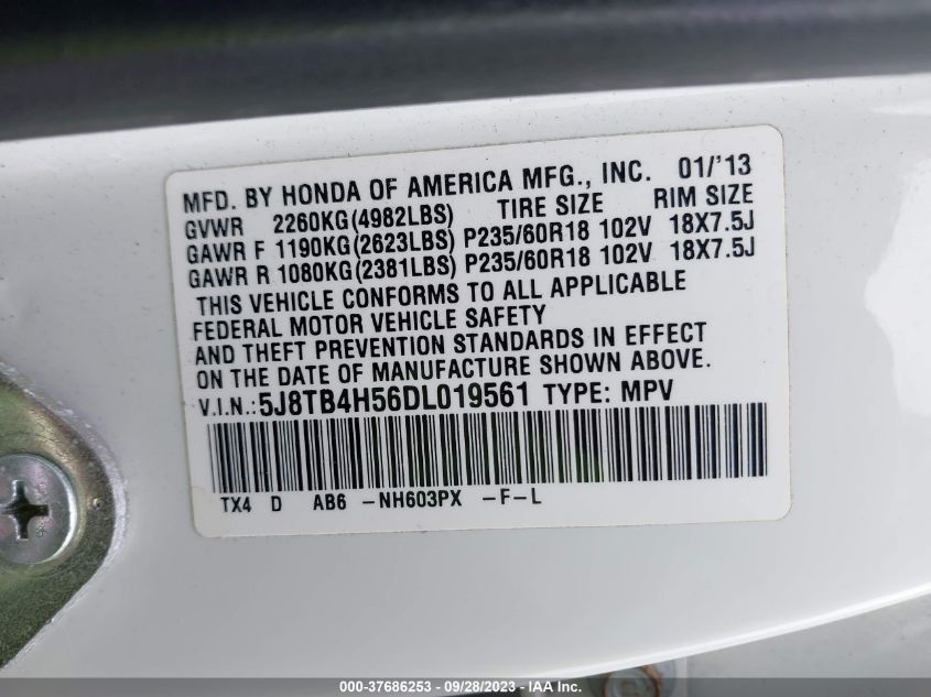 2013 ACURA RDX TECH PKG - 5J8TB4H56DL019561