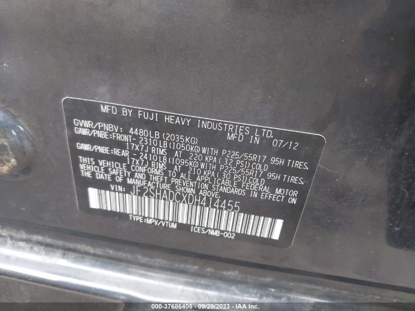 2013 SUBARU FORESTER 2.5X PREMIUM - JF2SHADCXDH414455
