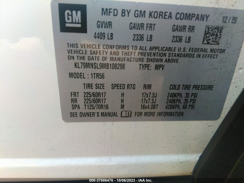 KL79MNSL9MB108298 Chevrolet Trailblazer LS 9