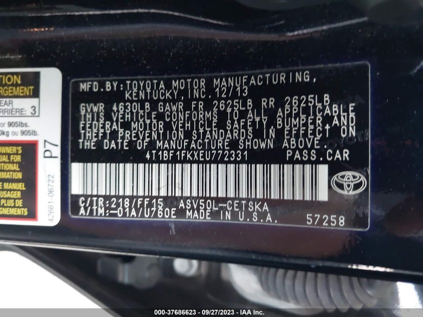 2014 TOYOTA CAMRY L/LE/XLE/SE/SE SPORT - 4T1BF1FKXEU772331