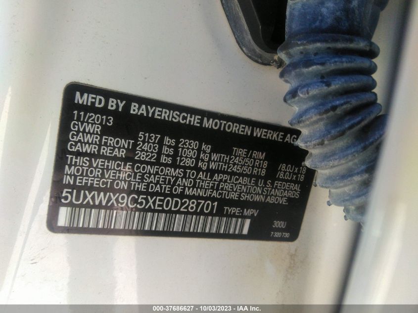 2014 BMW X3 XDRIVE28I - 5UXWX9C5XE0D28701