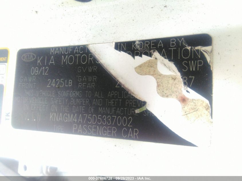2013 KIA OPTIMA LX - KNAGM4A75D5337002