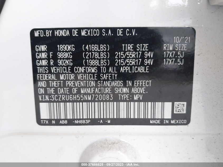 3CZRU6H55NM720083 Honda HR-V EX 9