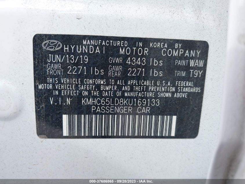 2019 HYUNDAI IONIQ PLUG-IN HYBRID - KMHC65LD8KU169133