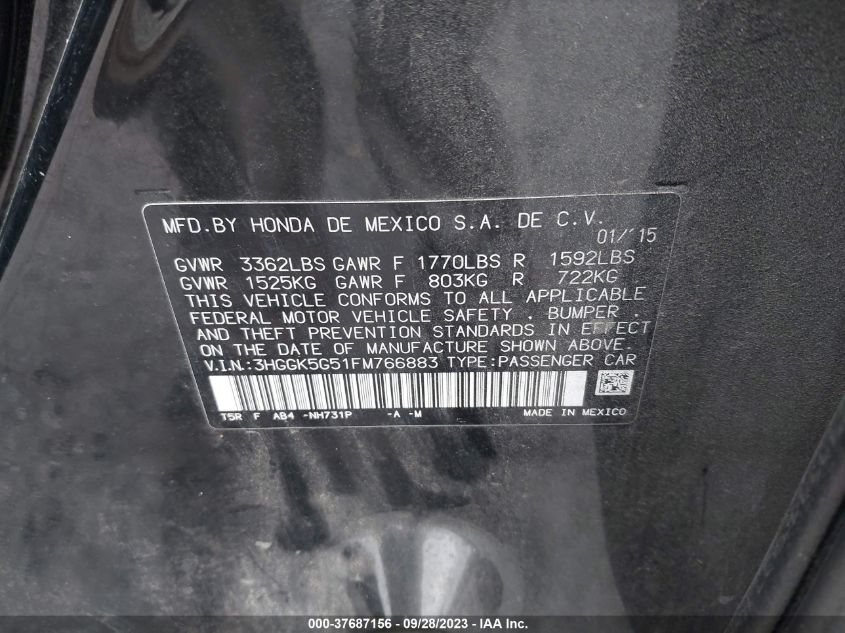 2015 HONDA FIT LX - 3HGGK5G51FM766883