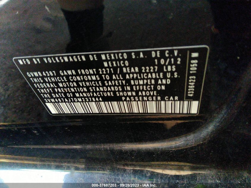2013 VOLKSWAGEN GLI 3VW467AJ7DM237844