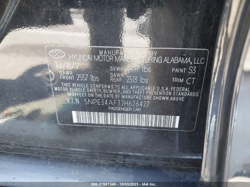 2018 HYUNDAI SONATA SPORT - 5NPE34AF3JH626427