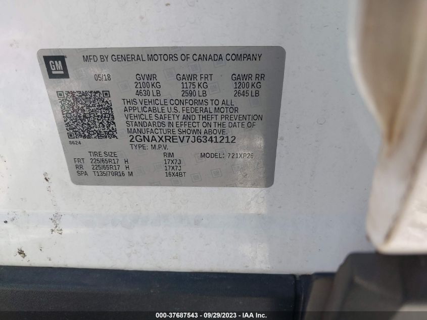 2018 CHEVROLET EQUINOX LS - 2GNAXREV7J6341212