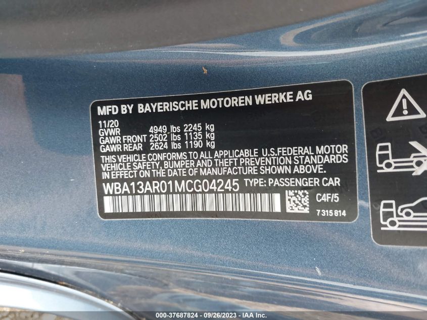 WBA13AR01MCG04245 BMW 4 Series M440I XDRIVE 9