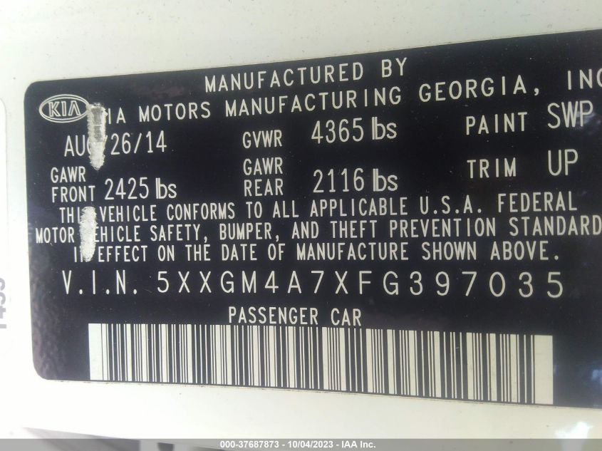 2015 KIA OPTIMA LX - 5XXGM4A7XFG397035