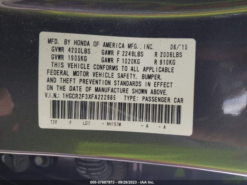 2015 HONDA ACCORD LX - 1HGCR2F3XFA222985