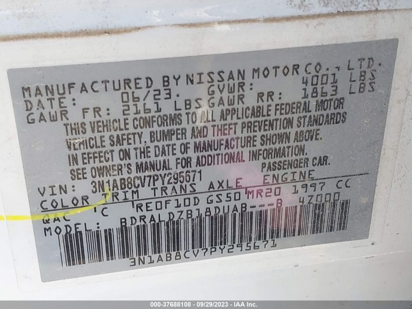 2023 NISSAN SENTRA SV - 3N1AB8CV7PY295671