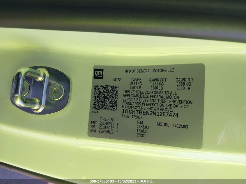 2022 CHEVROLET COLORADO - 1GCHTBEN2N1267474