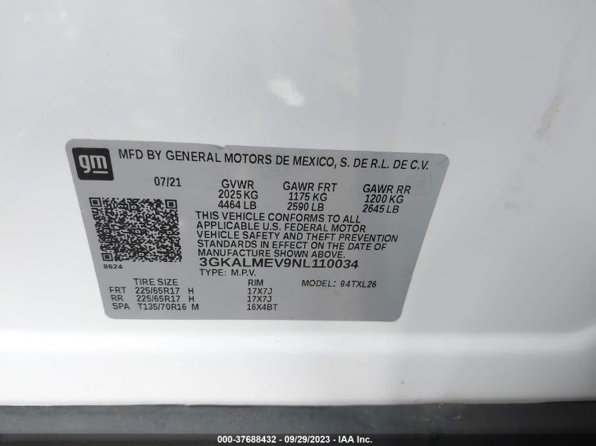 2022 GMC TERRAIN SLE - 3GKALMEV9NL110034