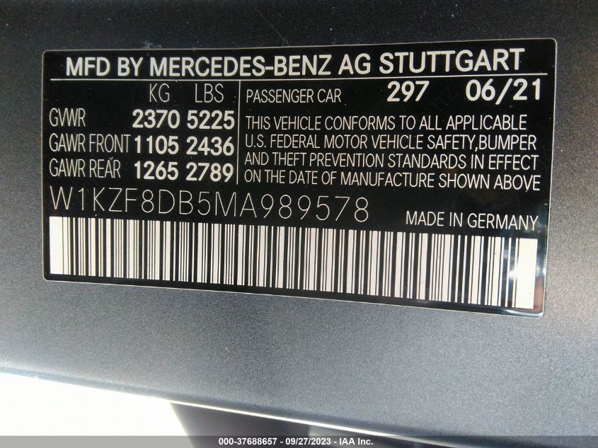 W1KZF8DB5MA989578 Mercedes-Benz E-Class E 350 9