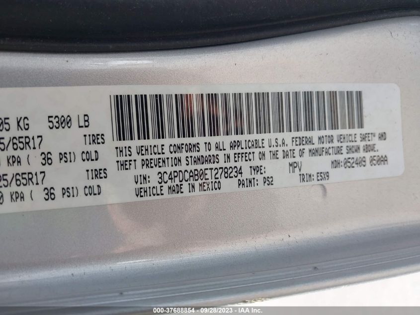 2014 DODGE JOURNEY AMERICAN VALUE PKG - 3C4PDCAB0ET278234