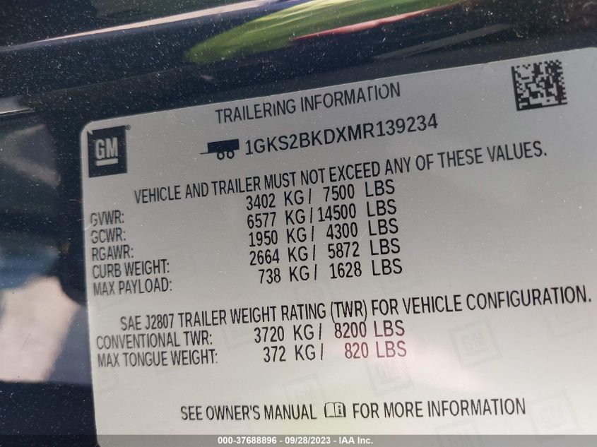 2021 GMC YUKON SLT - 1GKS2BKDXMR139234