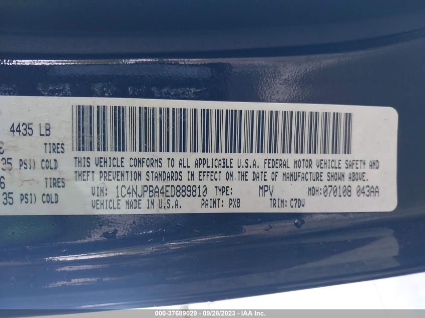 2014 JEEP PATRIOT SPORT - 1C4NJPBA4ED889810