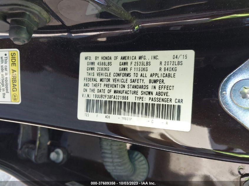 2015 ACURA TLX - 19UUB2F38FA021966