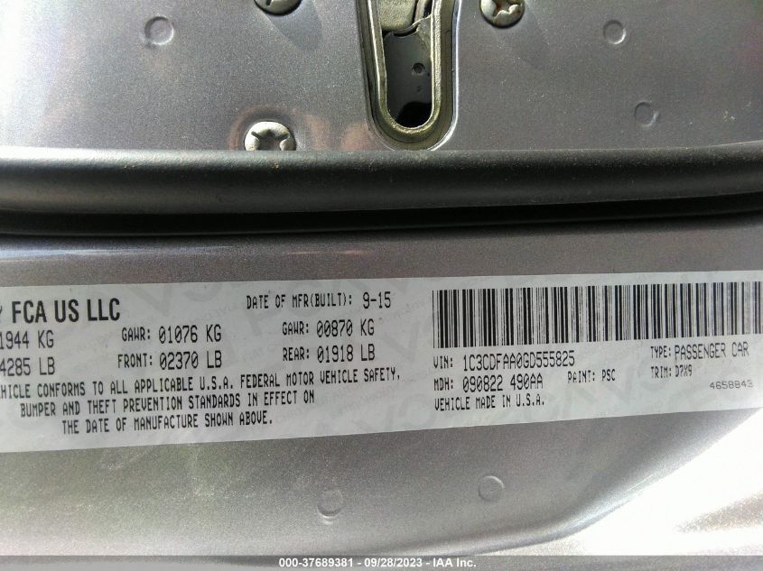 2016 DODGE DART SE - 1C3CDFAA0GD555825