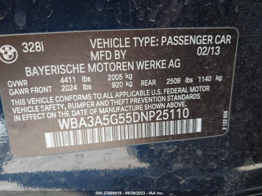 2013 BMW 328I - WBA3A5G55DNP25110