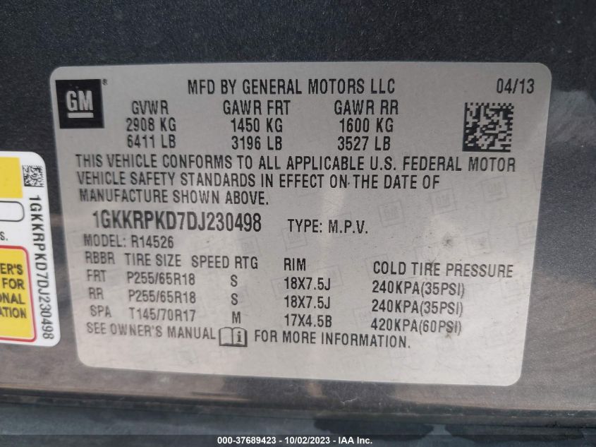 2013 GMC ACADIA SLE - 1GKKRPKD7DJ230498
