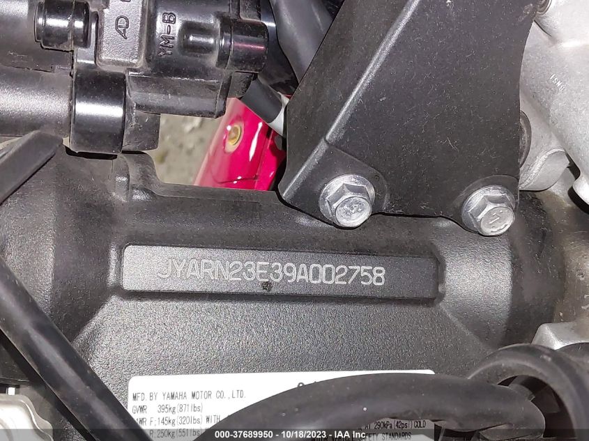 2009 YAMAHA YZFR1 JYARN23E39A002758