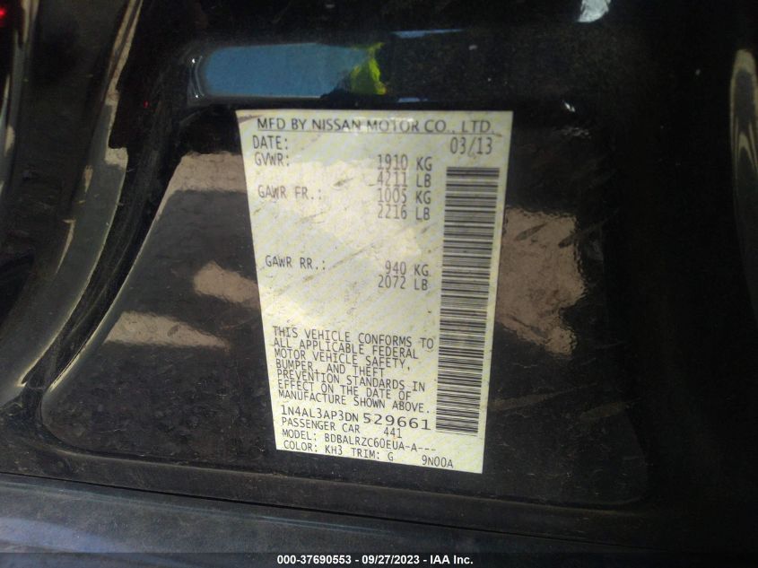 2013 NISSAN ALTIMA 2.5 S - 1N4AL3AP3DN529661