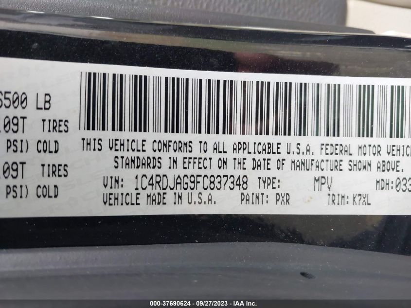 2015 DODGE DURANGO SXT - 1C4RDJAG9FC837348