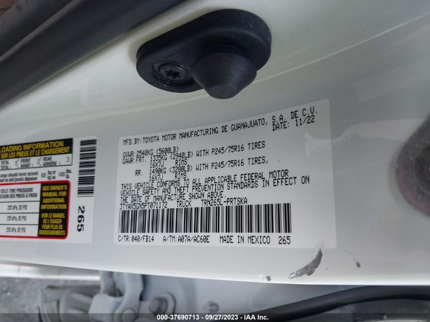 2023 TOYOTA TACOMA 2WD SR/SR5 3TYAX5GN5PT071172