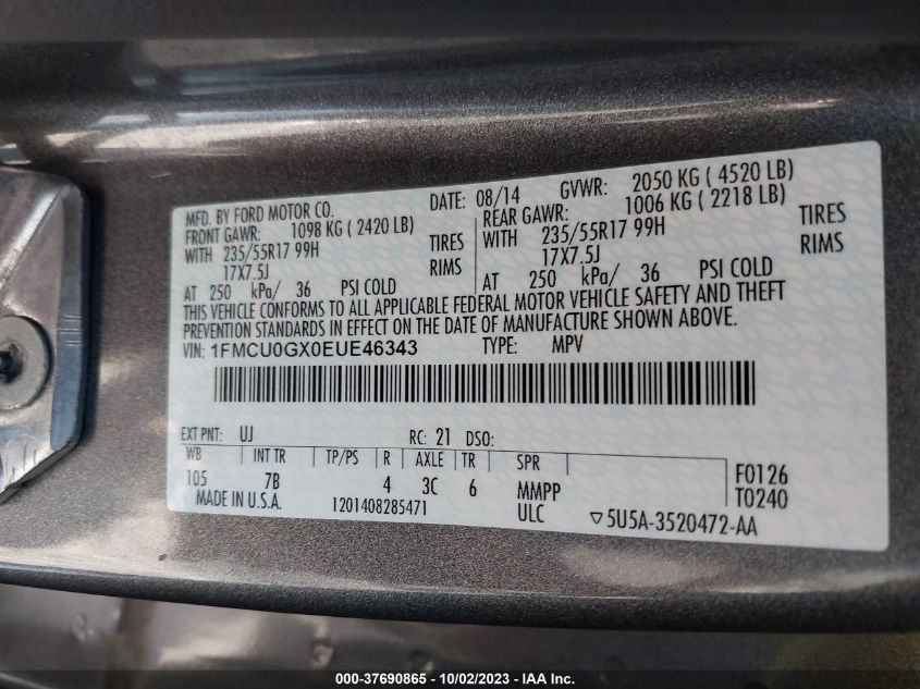 2014 FORD ESCAPE SE - 1FMCU0GX0EUE46343