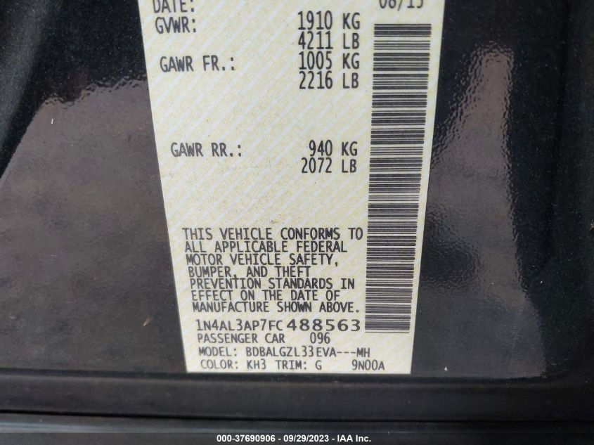 2015 NISSAN ALTIMA 2.5 S - 1N4AL3AP7FC488563