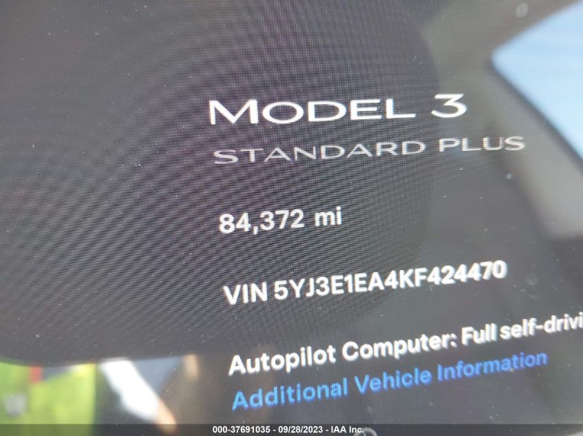 2019 TESLA MODEL 3 RANGE - 5YJ3E1EA4KF424470