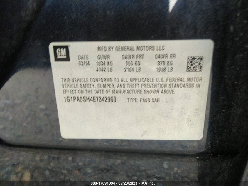 2014 CHEVROLET CRUZE LS - 1G1PA5SH4E7342960