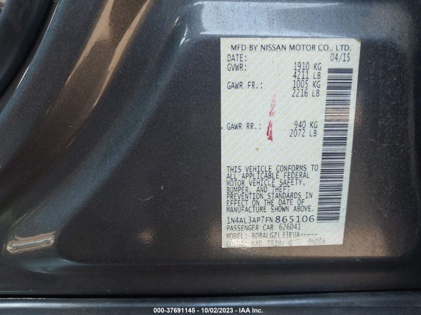 2015 NISSAN ALTIMA 2.5 - 1N4AL3AP7FN865106