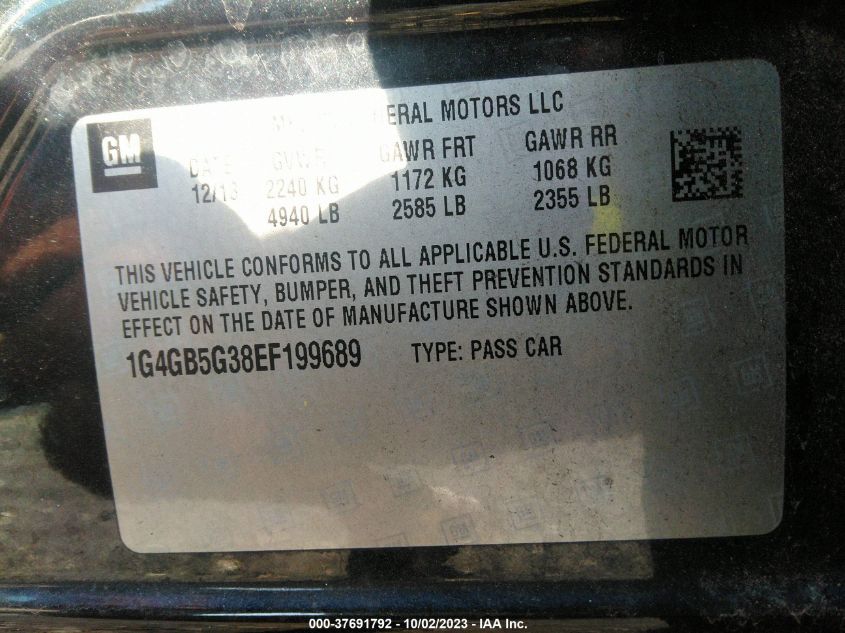 2014 BUICK LACROSSE LEATHER - 1G4GB5G38EF199689